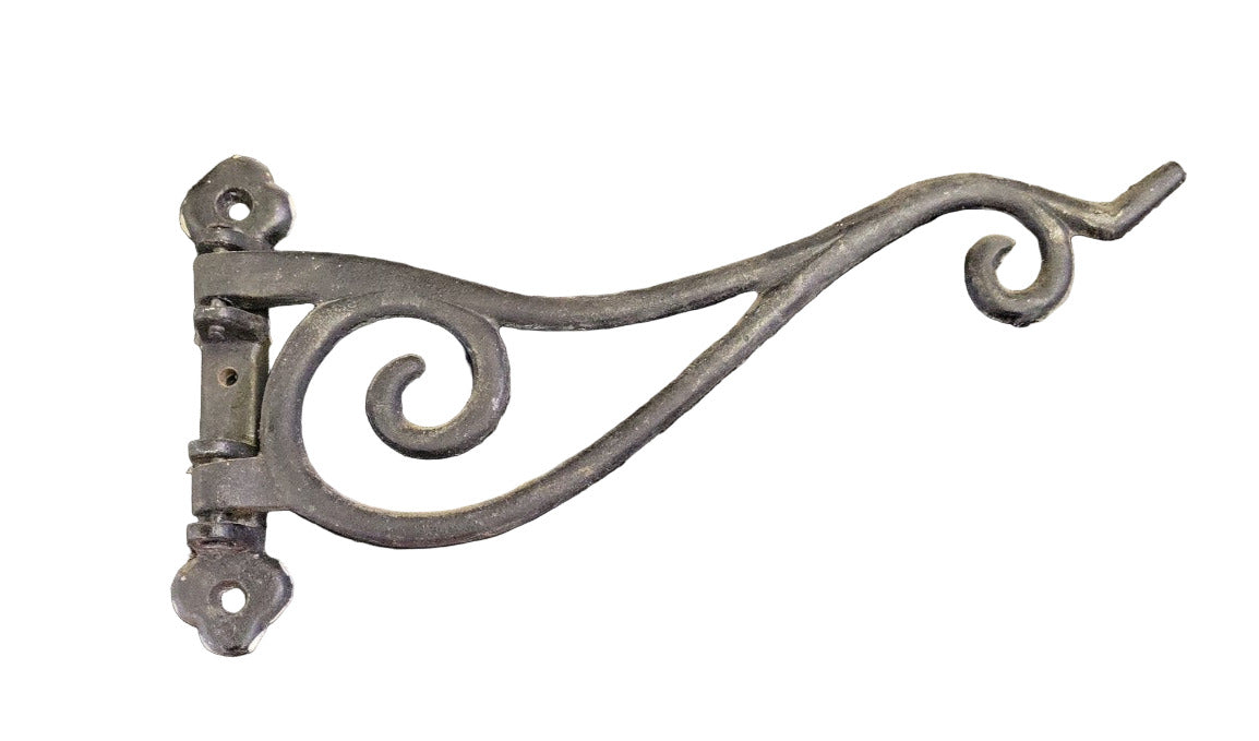 Hinged Wrought Iron Scroll Plant Hook Bracket – 4¾″ H × 9⅛″ L