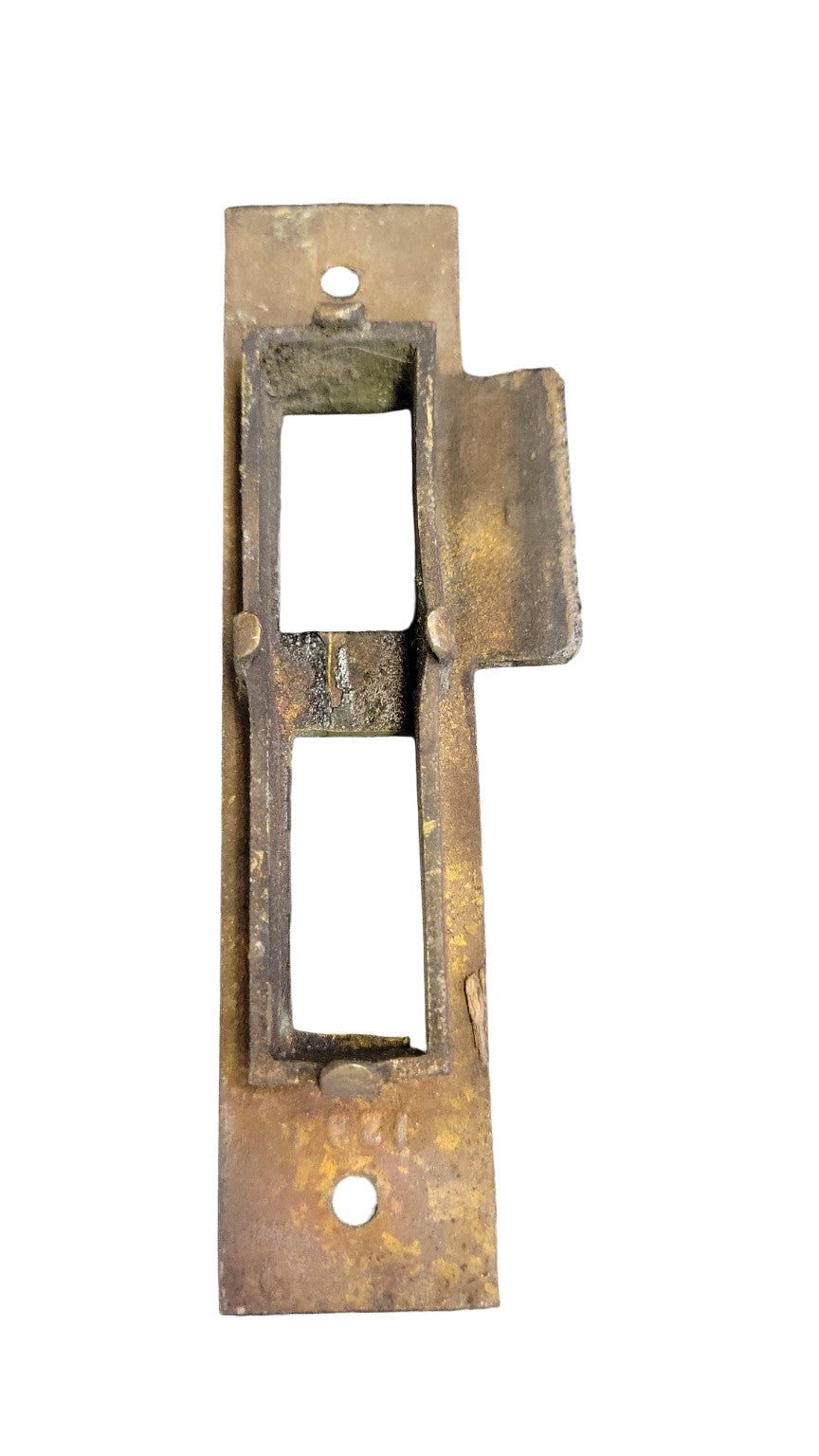 Vintage Brass Door Strike Plate – Double Receptacle – 5¾″ H × 1¼″ W × ¾″ D