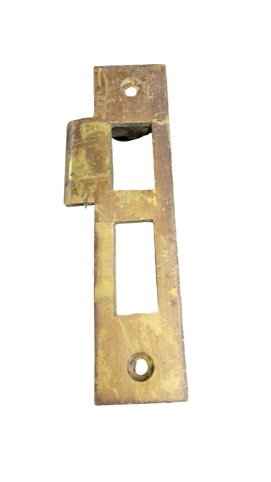 Vintage Brass Door Strike Plate – Double Receptacle – 5¾″ H × 1¼″ W × ¾″ D