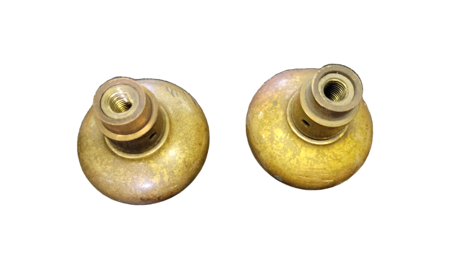 Antique Solid Brass Doorknob Pair – 2⅜″ Diameter × 2¼″ Depth