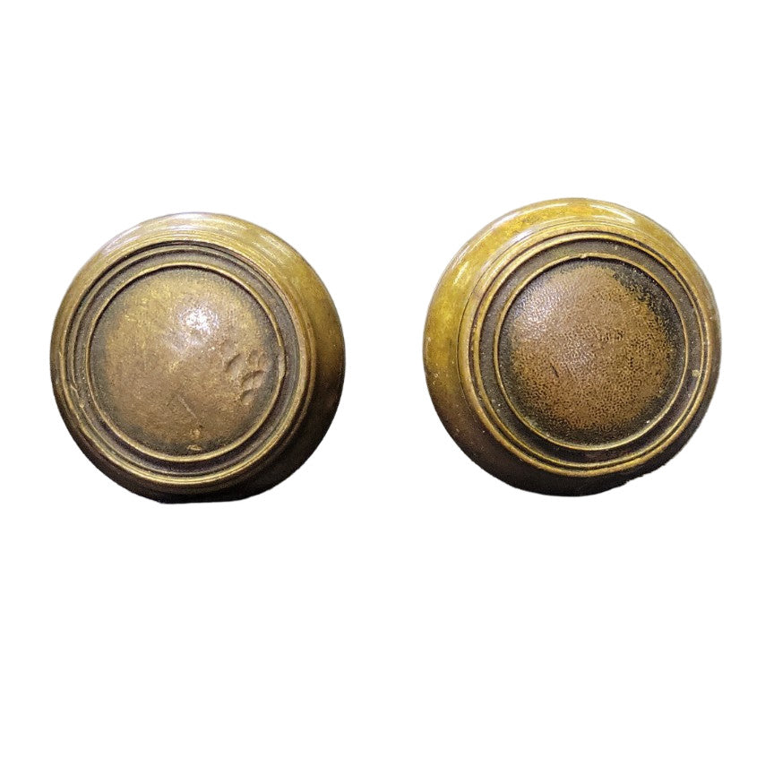 Antique Solid Brass Doorknob Pair – 2⅜″ Diameter × 2¼″ Depth