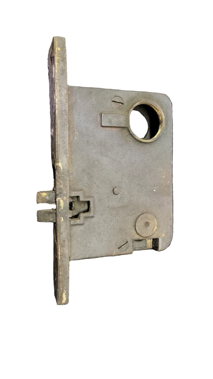 Antique Mortise Lock with Faceplate – 5⅛″ H × 1″ W × 3⅛″ D, Plate 7½″ L × 1⅛″ W