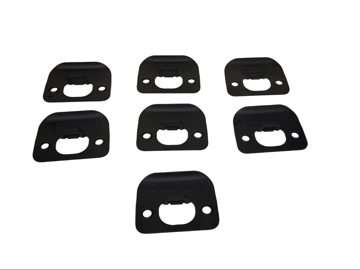 Lot of 7 Black Rounded Door Strike Plates – 2" W x 2 ¼" H