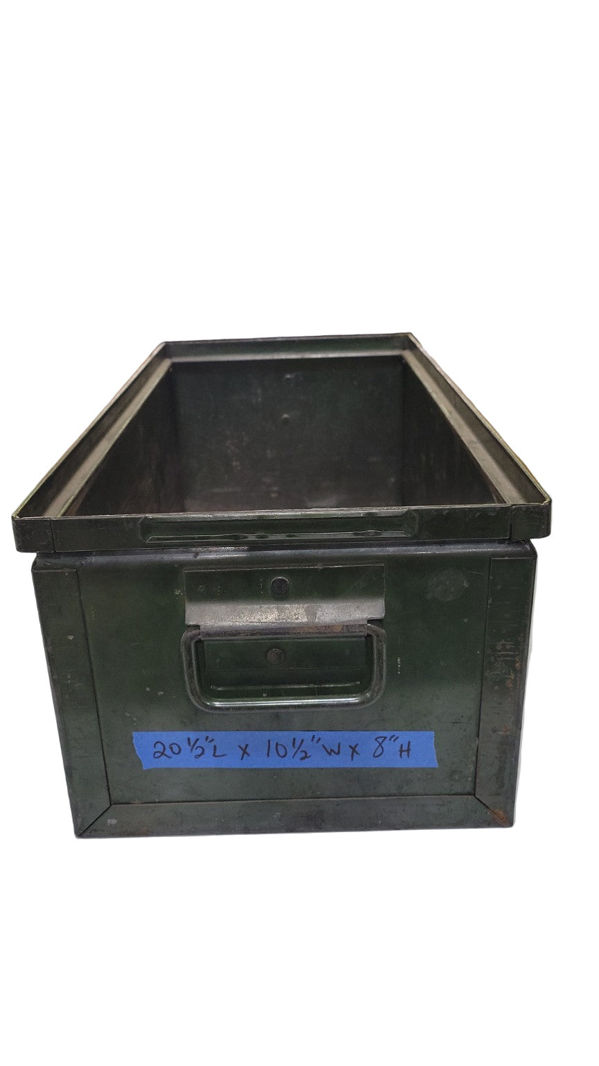 Vintage Industrial Green Metal Drawer – 20½”L x 10½”W x 8”H