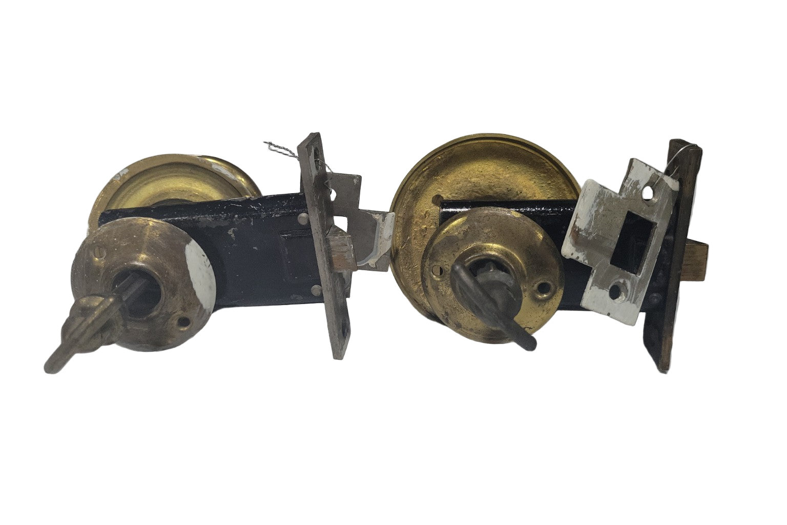 Set of 2 Ornate Brass Door Knobs with Backplates
