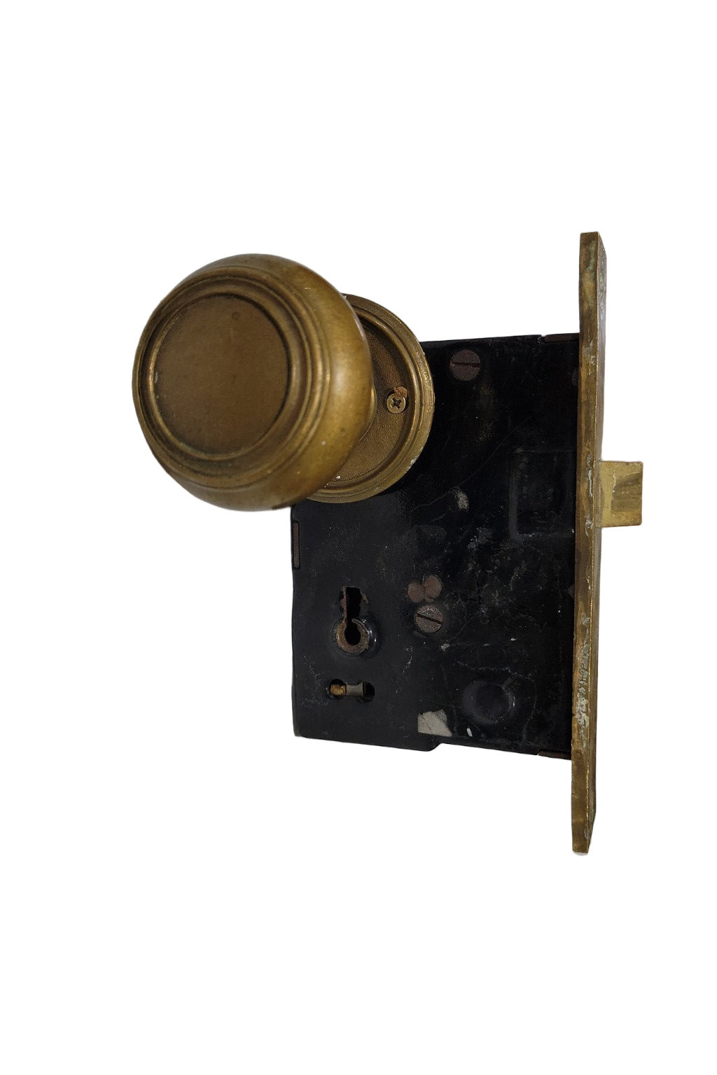 Antique Mortise Lockset with Brass & Porcelain Knobs