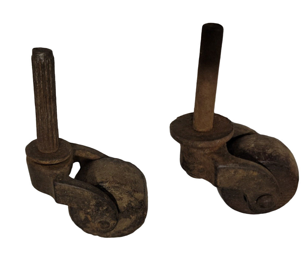 Pair of Antique Stem Casters – 1 ⅛" Wheel Diameter