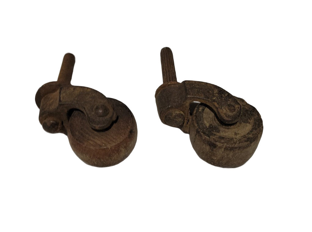 Pair of Antique Stem Casters – 1 ⅛" Wheel Diameter