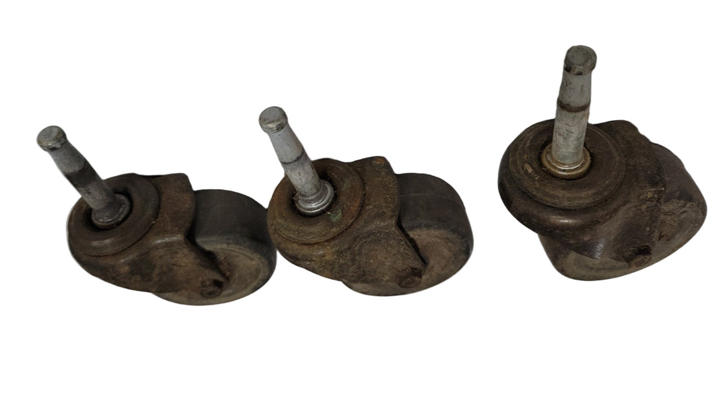 Set of 3 Vintage Industrial Casters – 2" Wheel Diameter