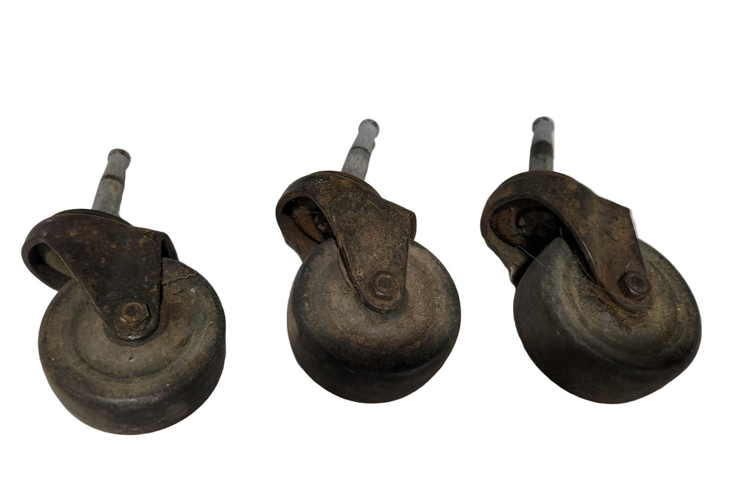 Set of 3 Vintage Industrial Casters – 2" Wheel Diameter