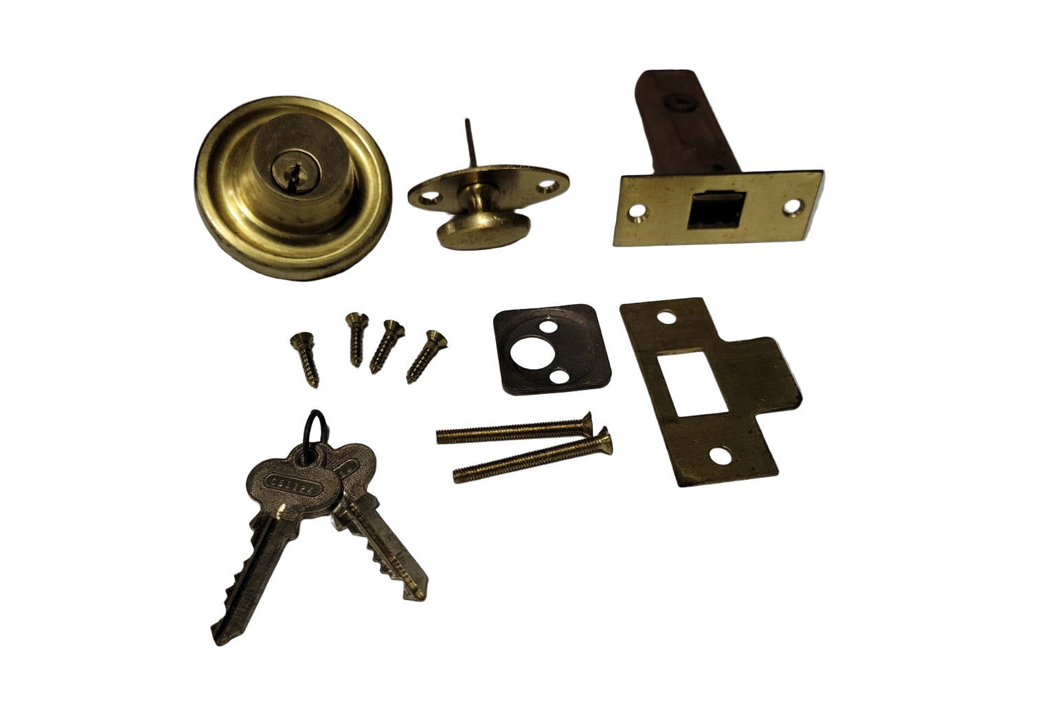 Vintage Brass Deadbolt Lock Set – Complete with Keys