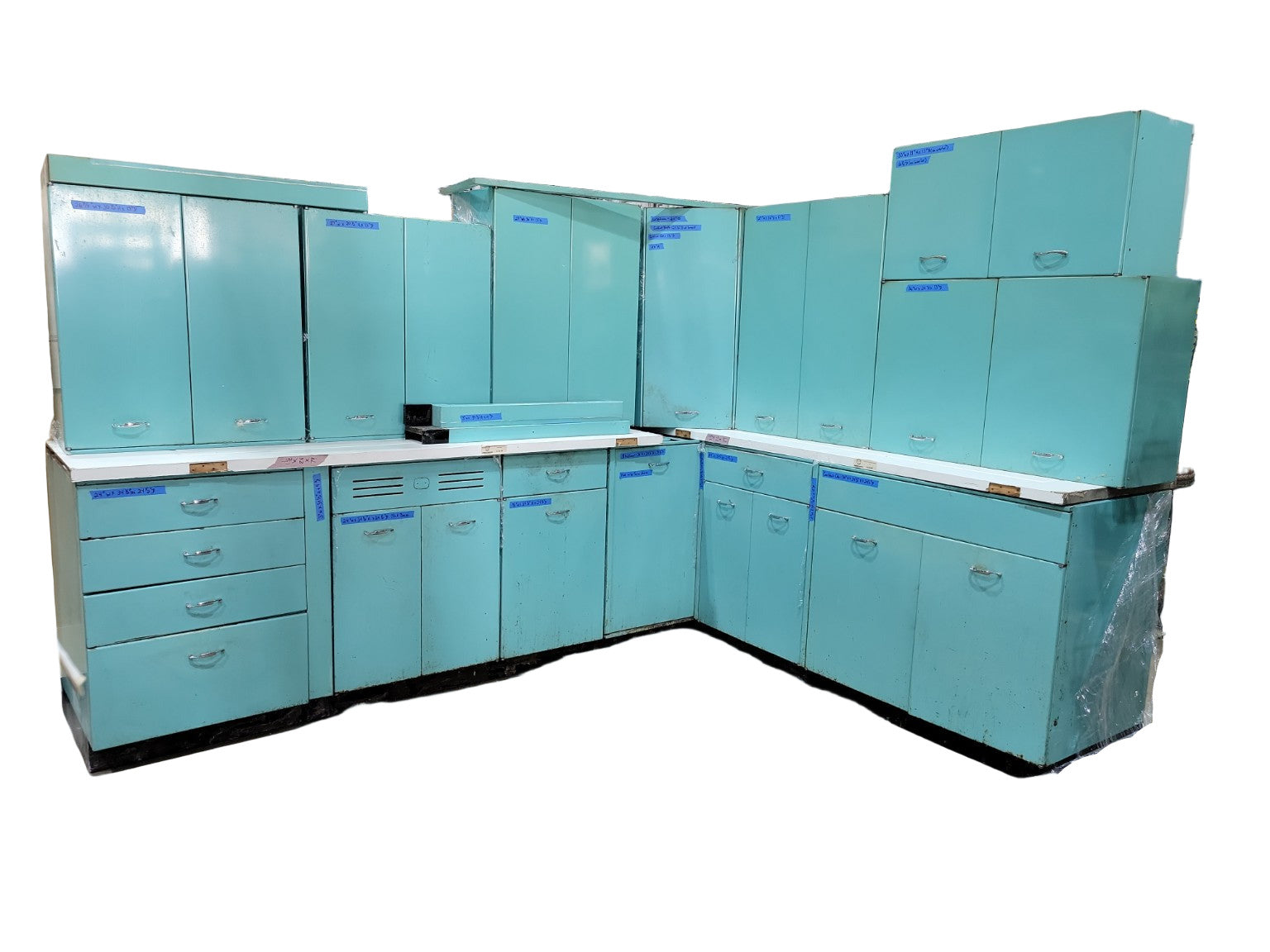 Geneva Mid-Century Metal Kitchen Cabinet Set – 6 Base + 7