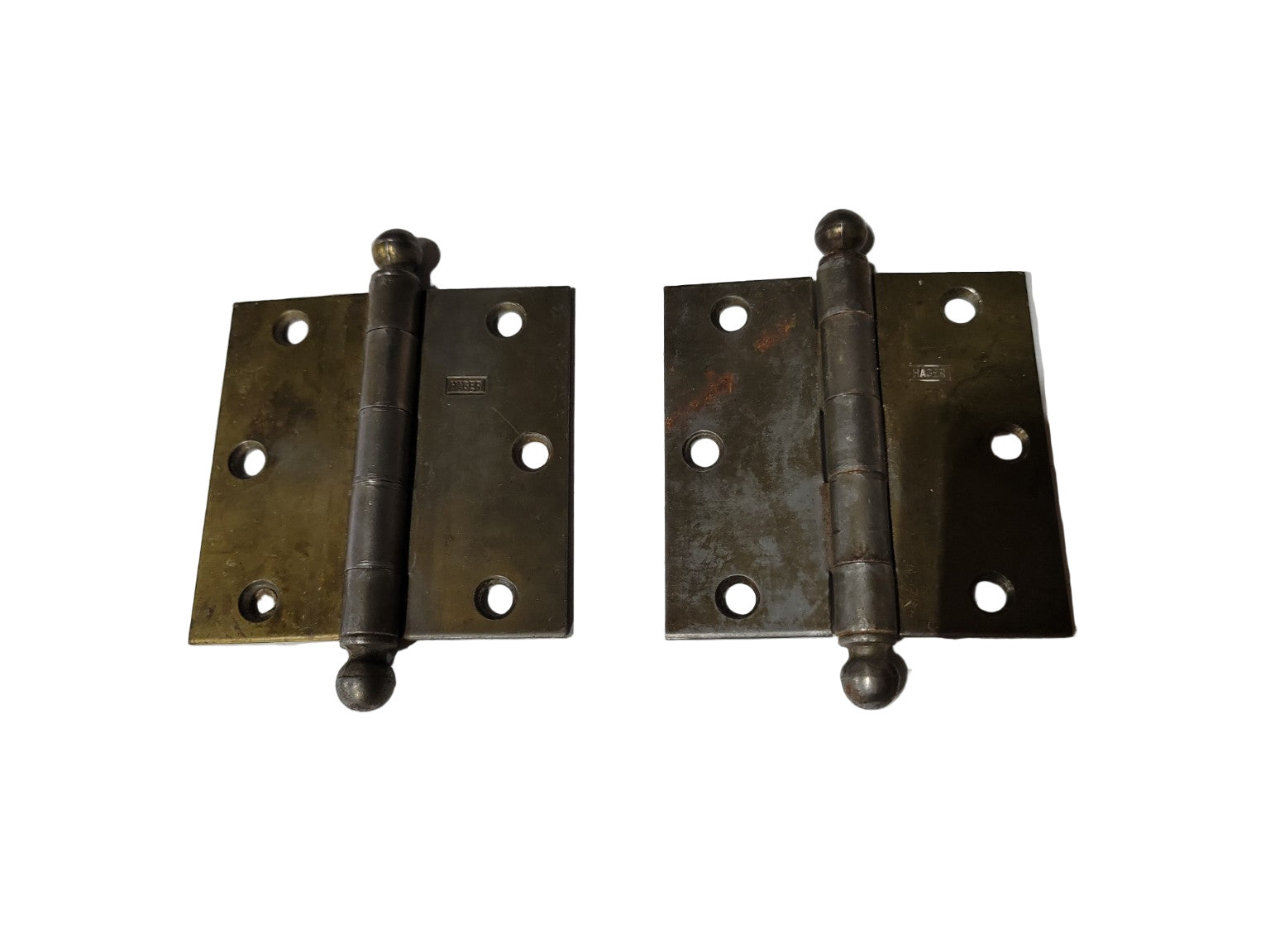 Set of 2 Antique Brass Ball Tip Hinges – 3" x 3" – Amerock USA