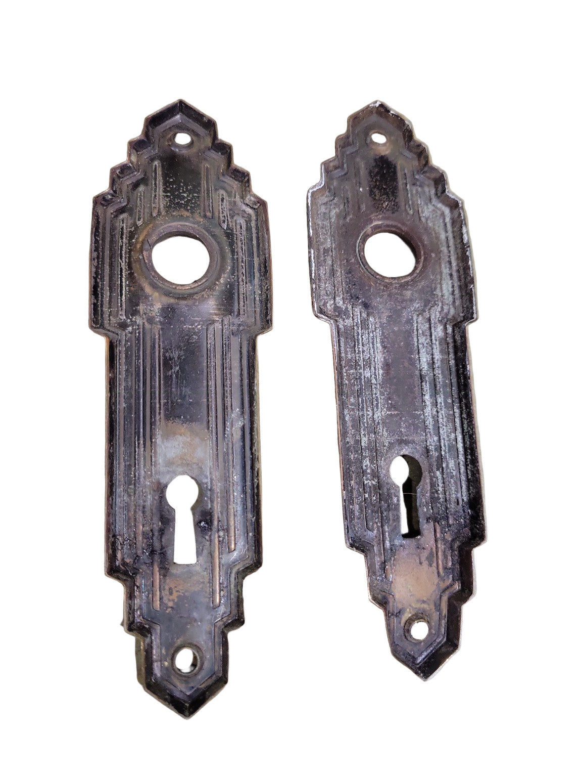 Lockwood “Azex” Art Deco Brass Door Backplates – Set of 2