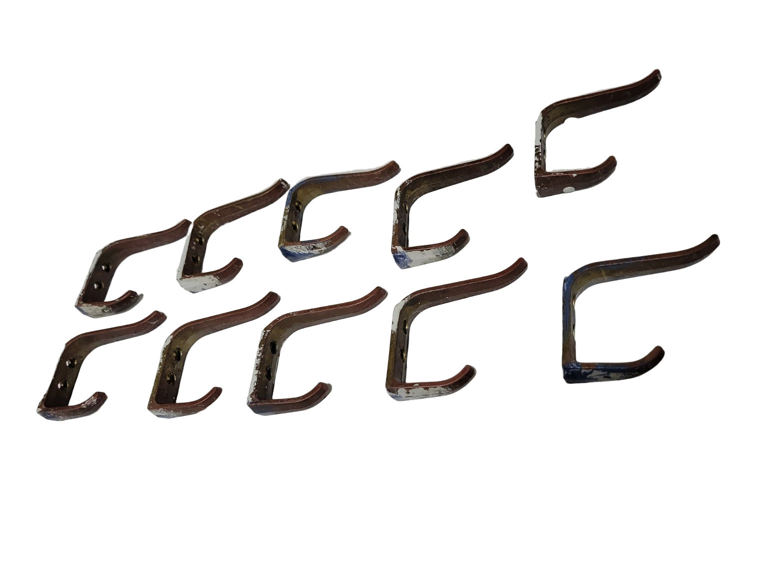 Vintage Mid-Century Solid Brass Coat Hooks – Set of 10