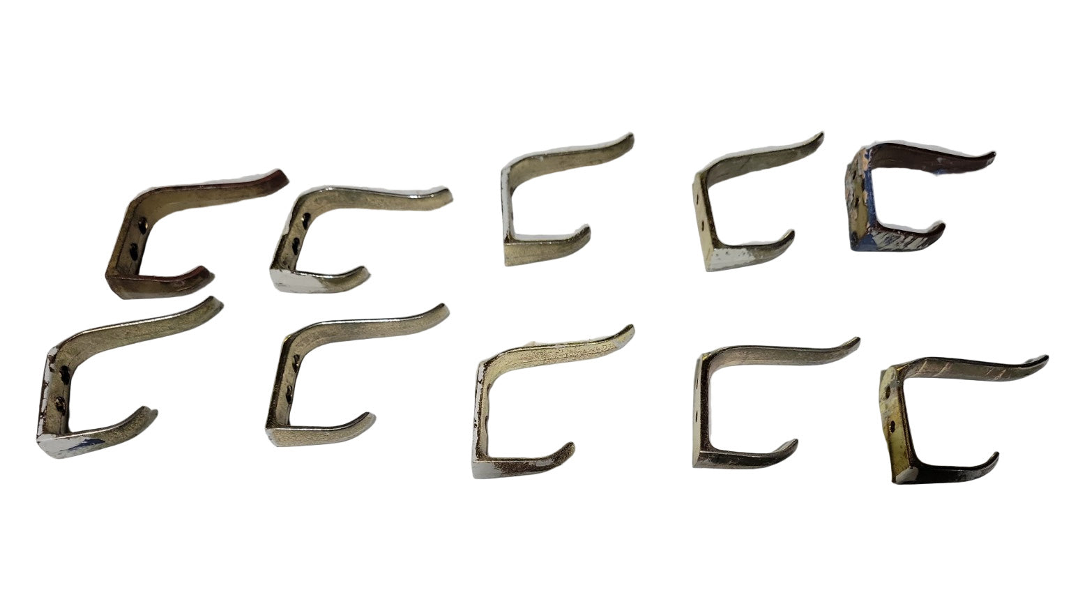 Mid-Century Modern Solid Brass Wall Hooks – Set of 10