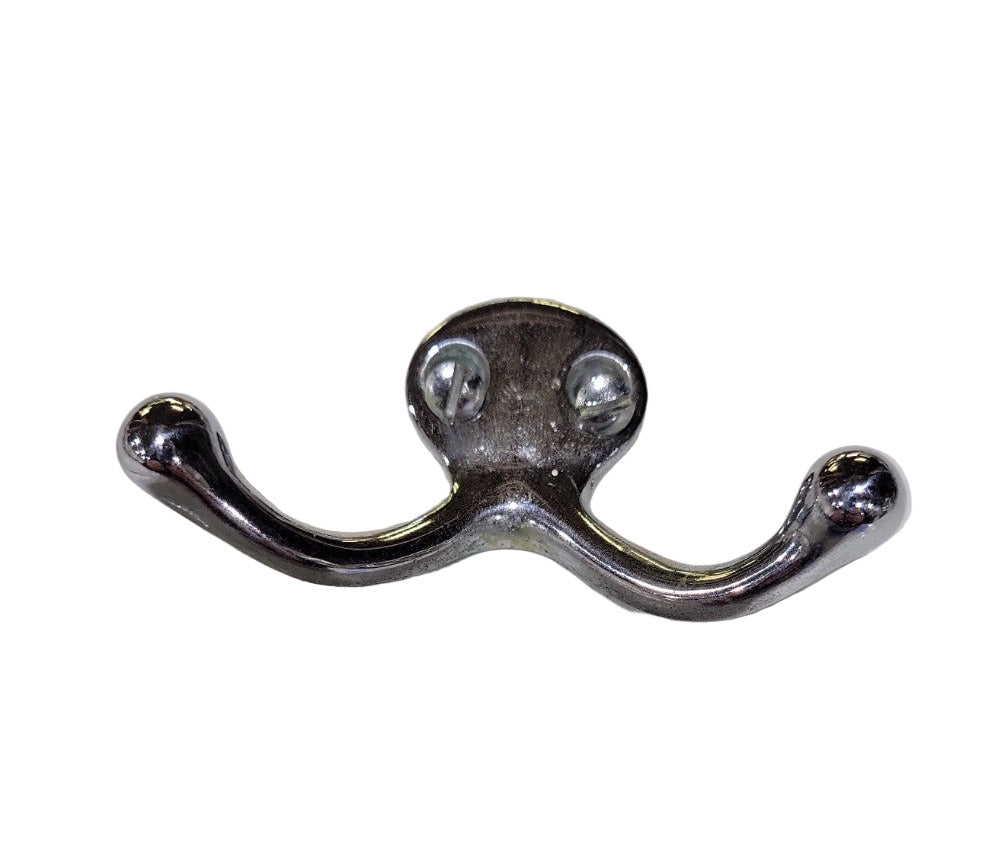 Vintage Chrome Double Wall Hook – 3" x 1½" x 1½"