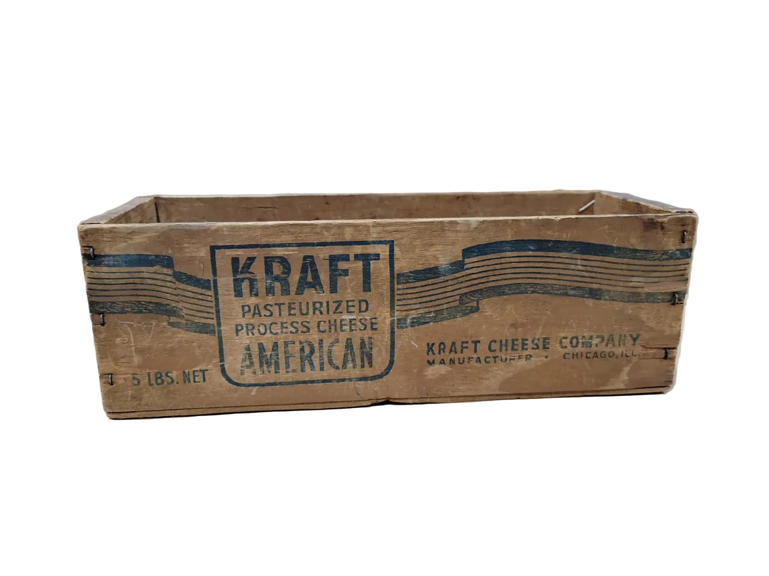 Vintage Kraft American Cheese Wooden Crate – 5 lb Advertising Box