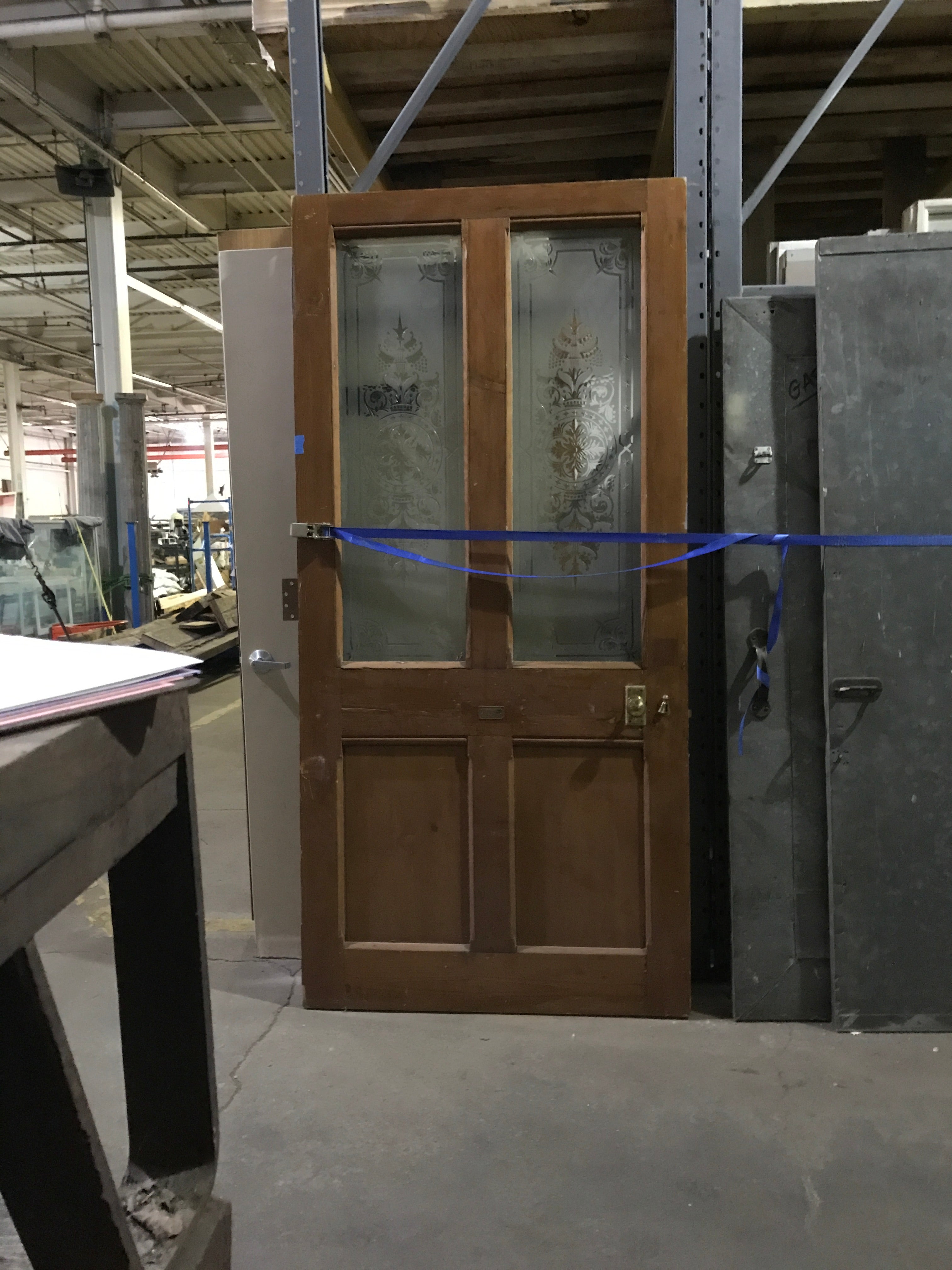 Exterior Door with Etched Glass Panels. 40” x 84” x  2”