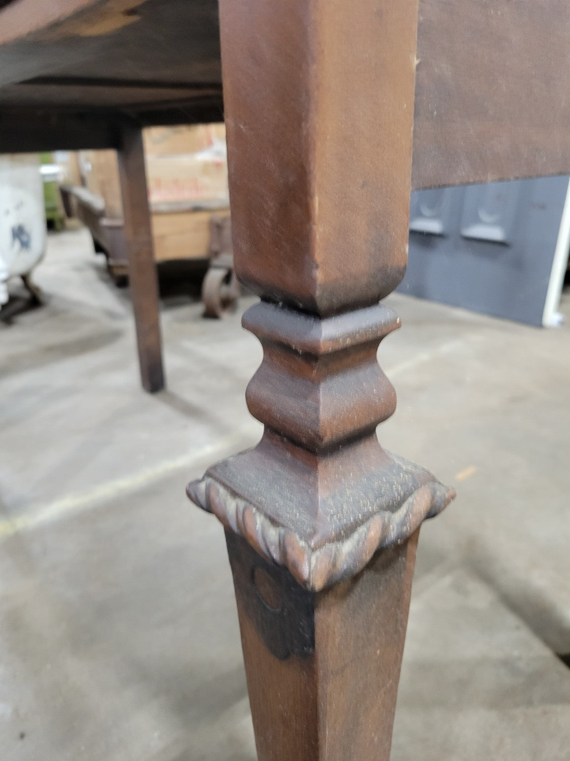 Vintage Tiger Oak Writing Desk with Rope Twist Edge