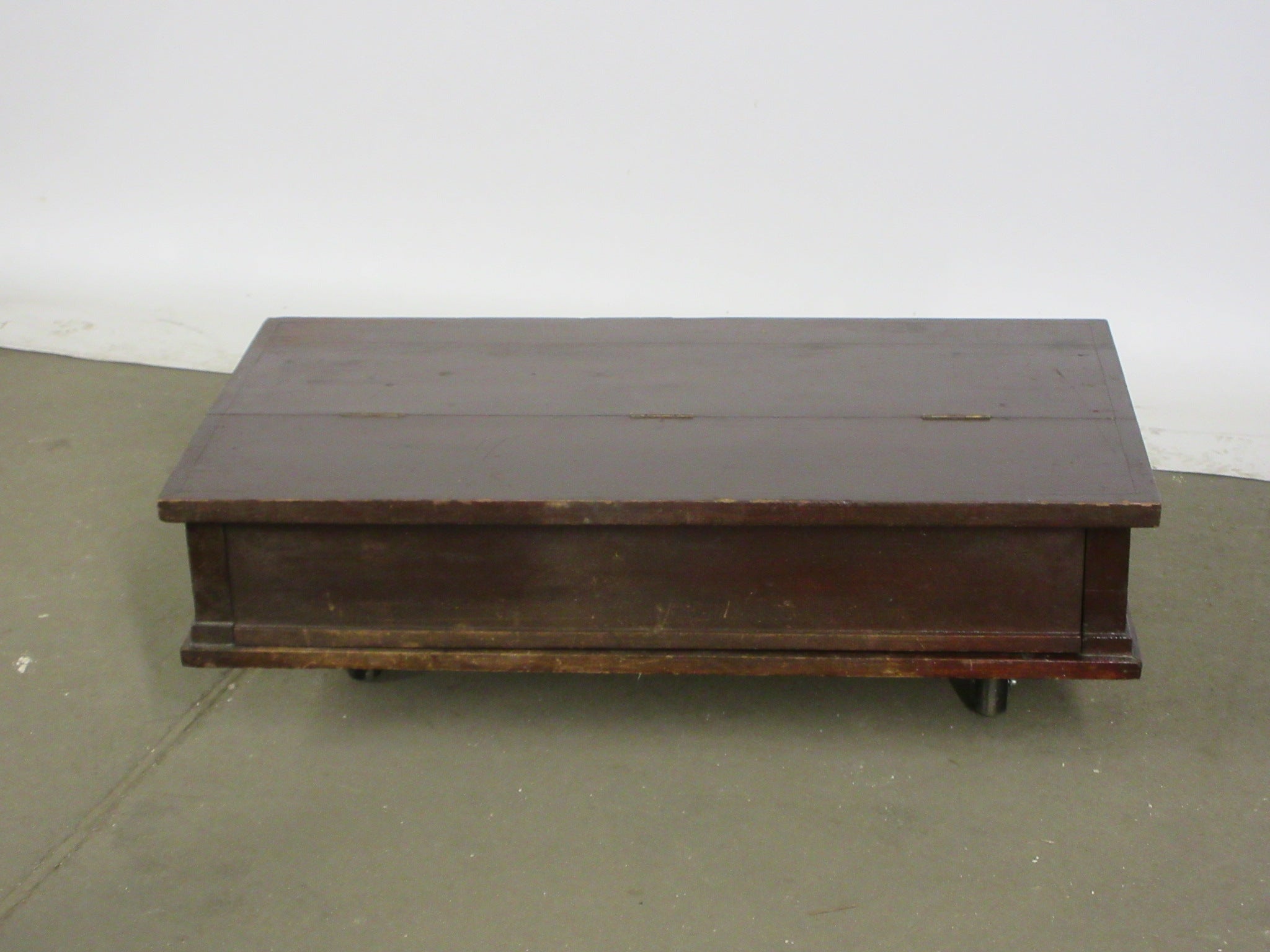 Antique Wooden Secretary Desk Top with Hinged Cover