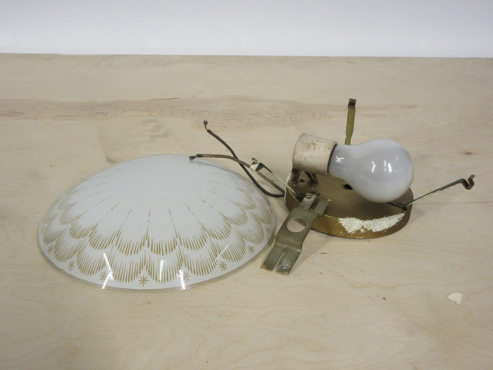 Vintage Ceiling Mount Brass Light Fixture