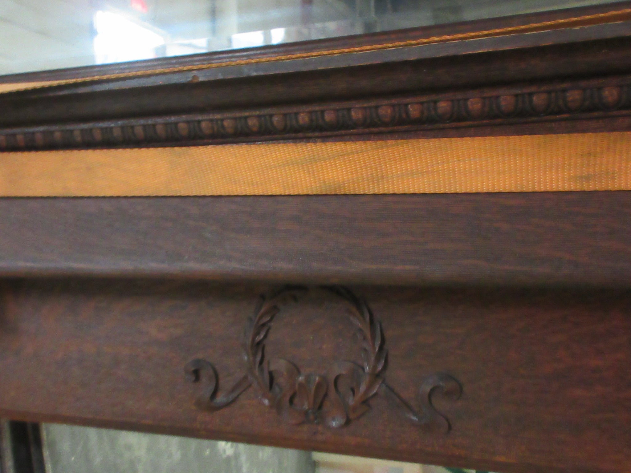 Vintage Twin Column Oak Mantle with Mirror