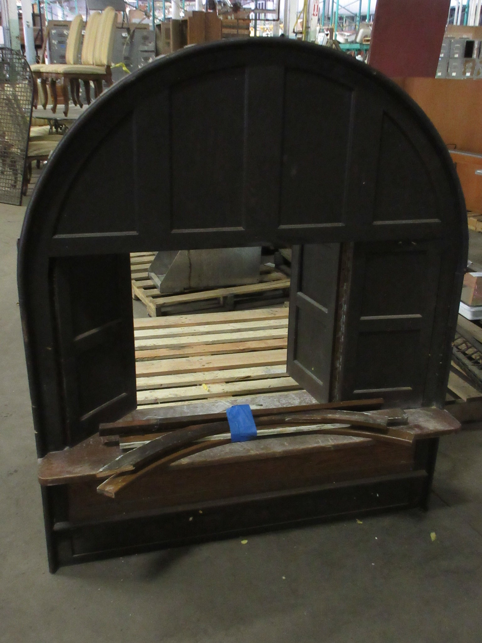 Vintage Arched Bifold Ticketing Window with Trim