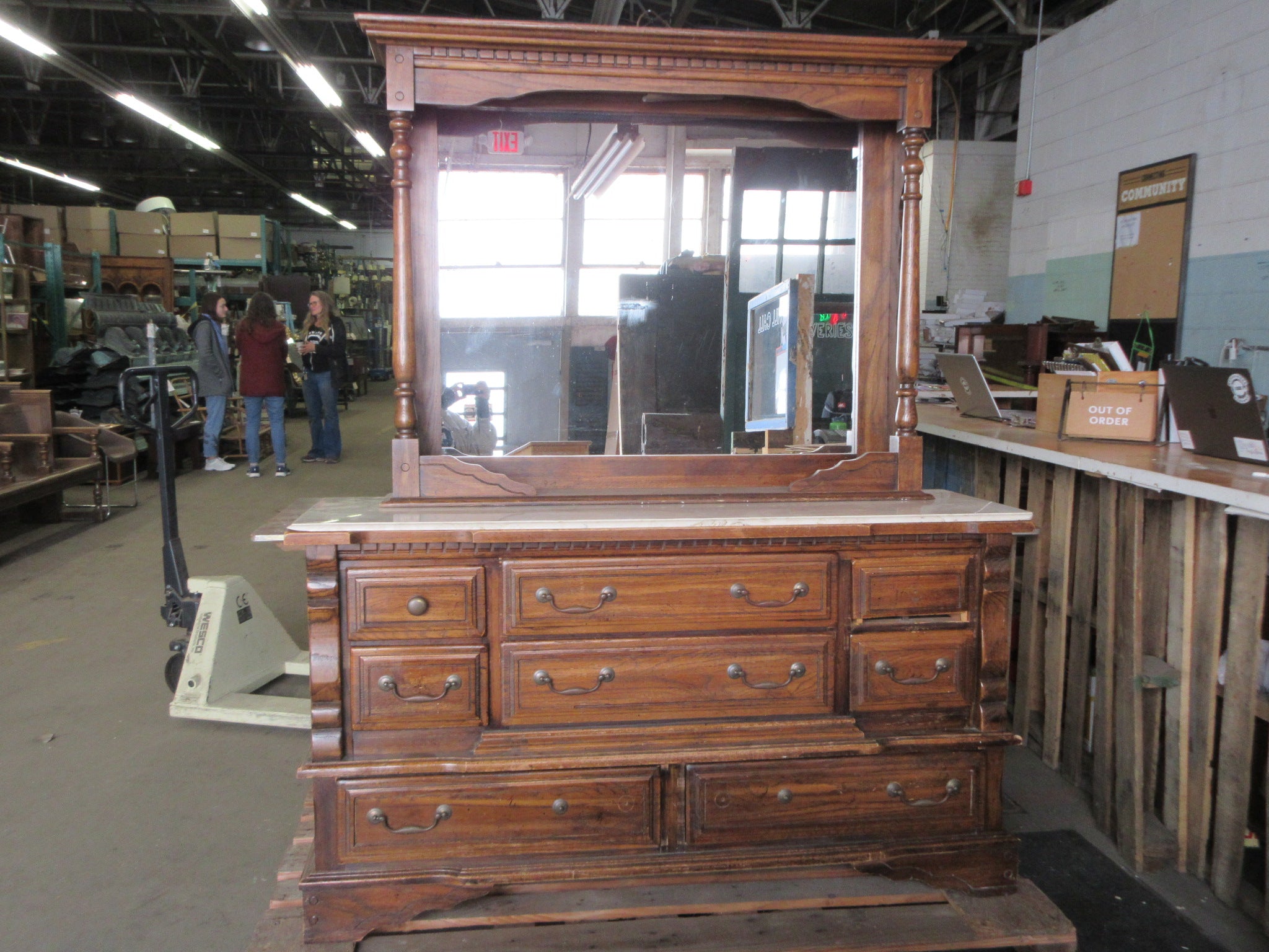 Vintage Dresser with Marble Top and Mirror