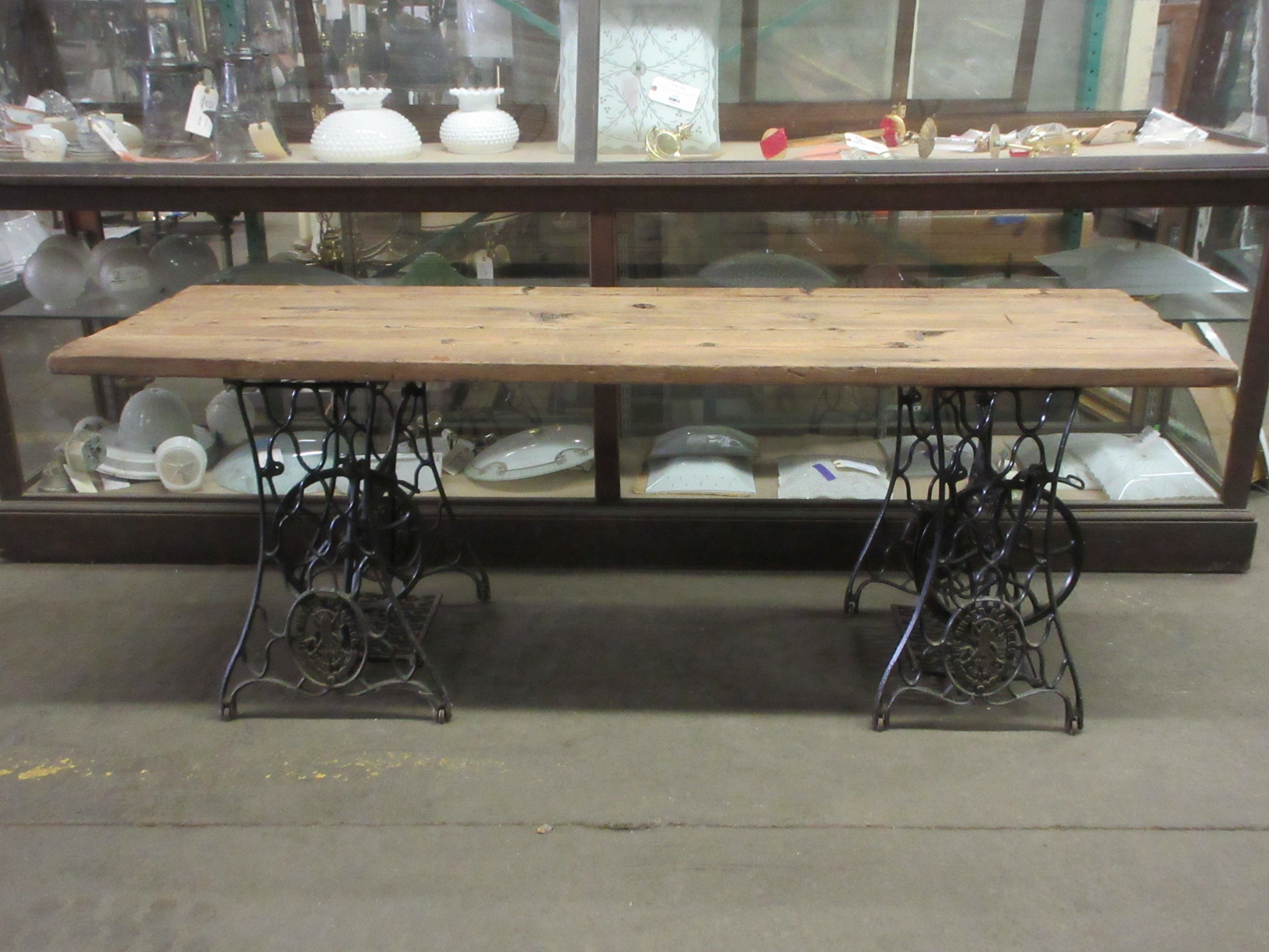 Dual Singer Sewing Base Table with Wooden Top