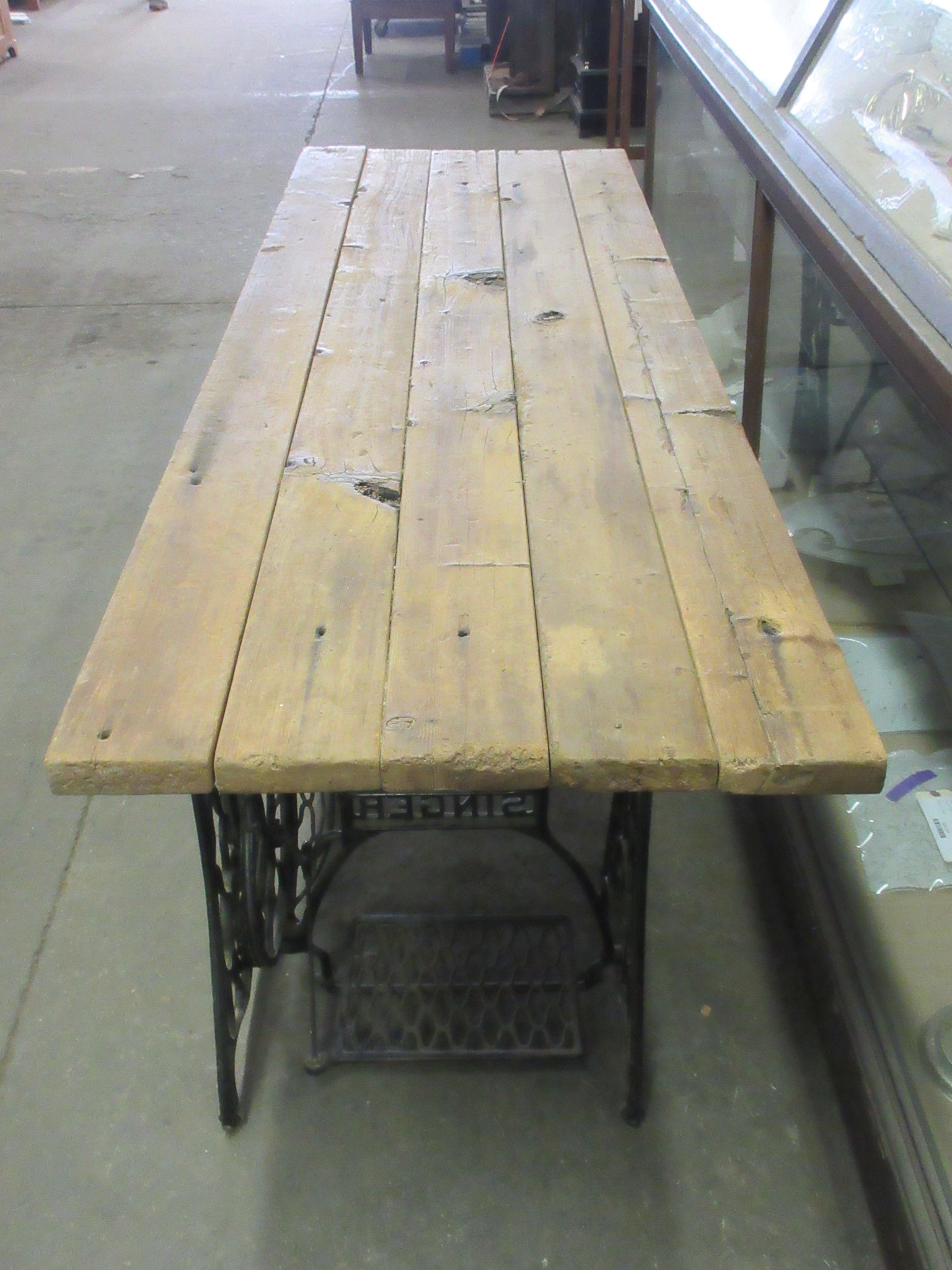 Dual Singer Sewing Base Table with Wooden Top