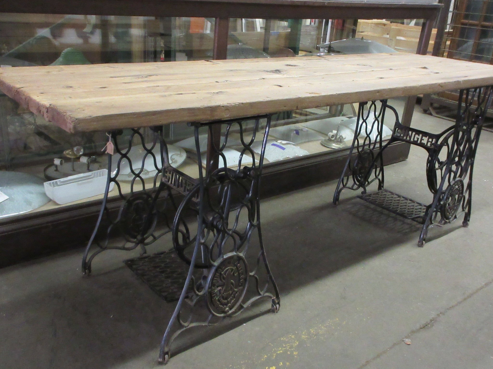 Dual Singer Sewing Base Table with Wooden Top