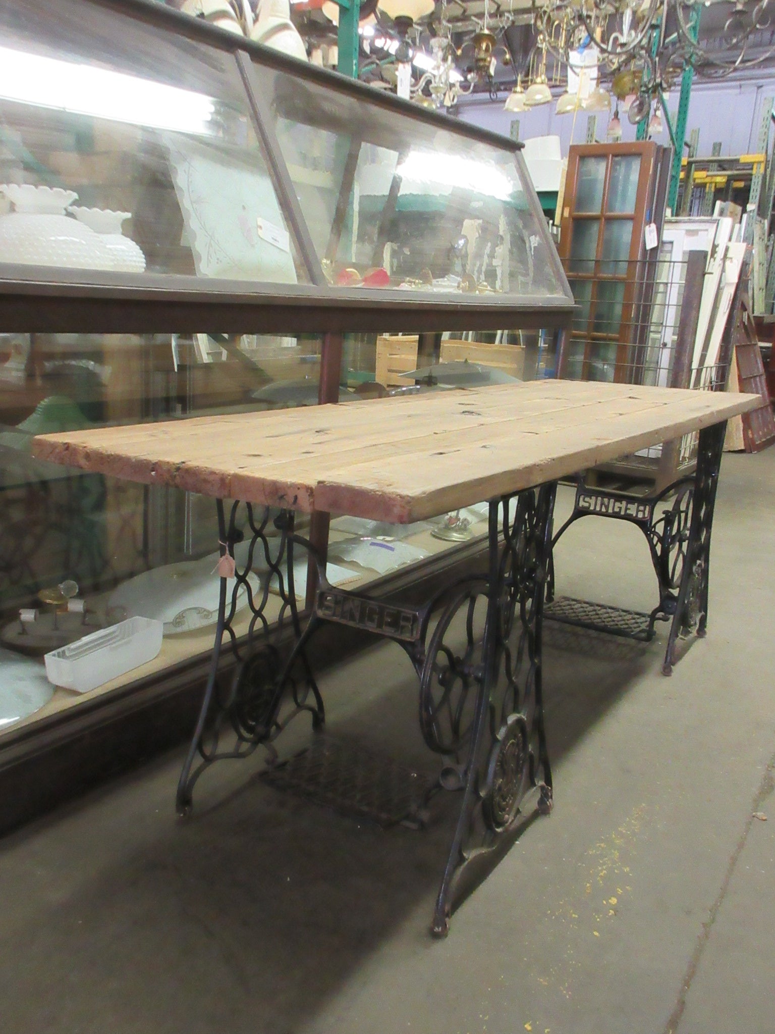 Dual Singer Sewing Base Table with Wooden Top