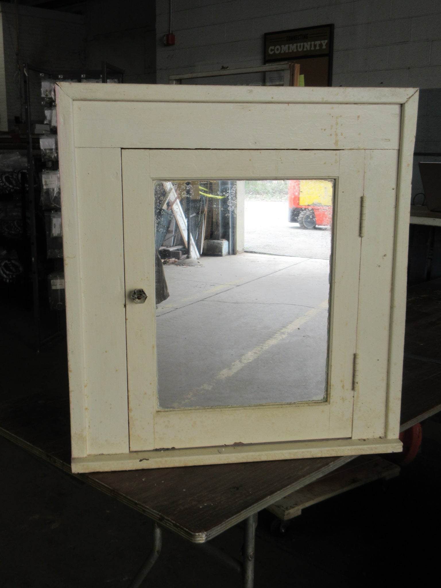 Vintage Recessed Wooden Medicine Cabinet