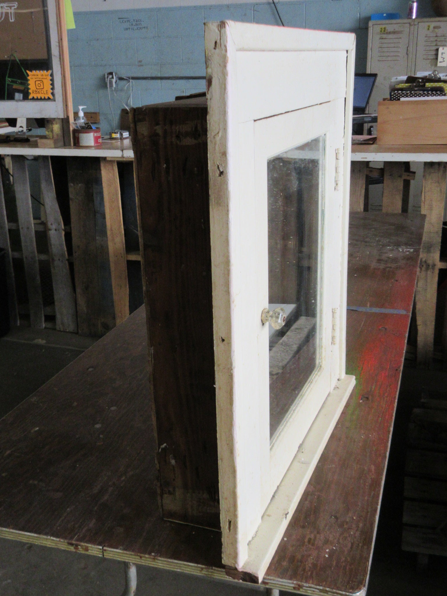 Vintage Recessed Wooden Medicine Cabinet