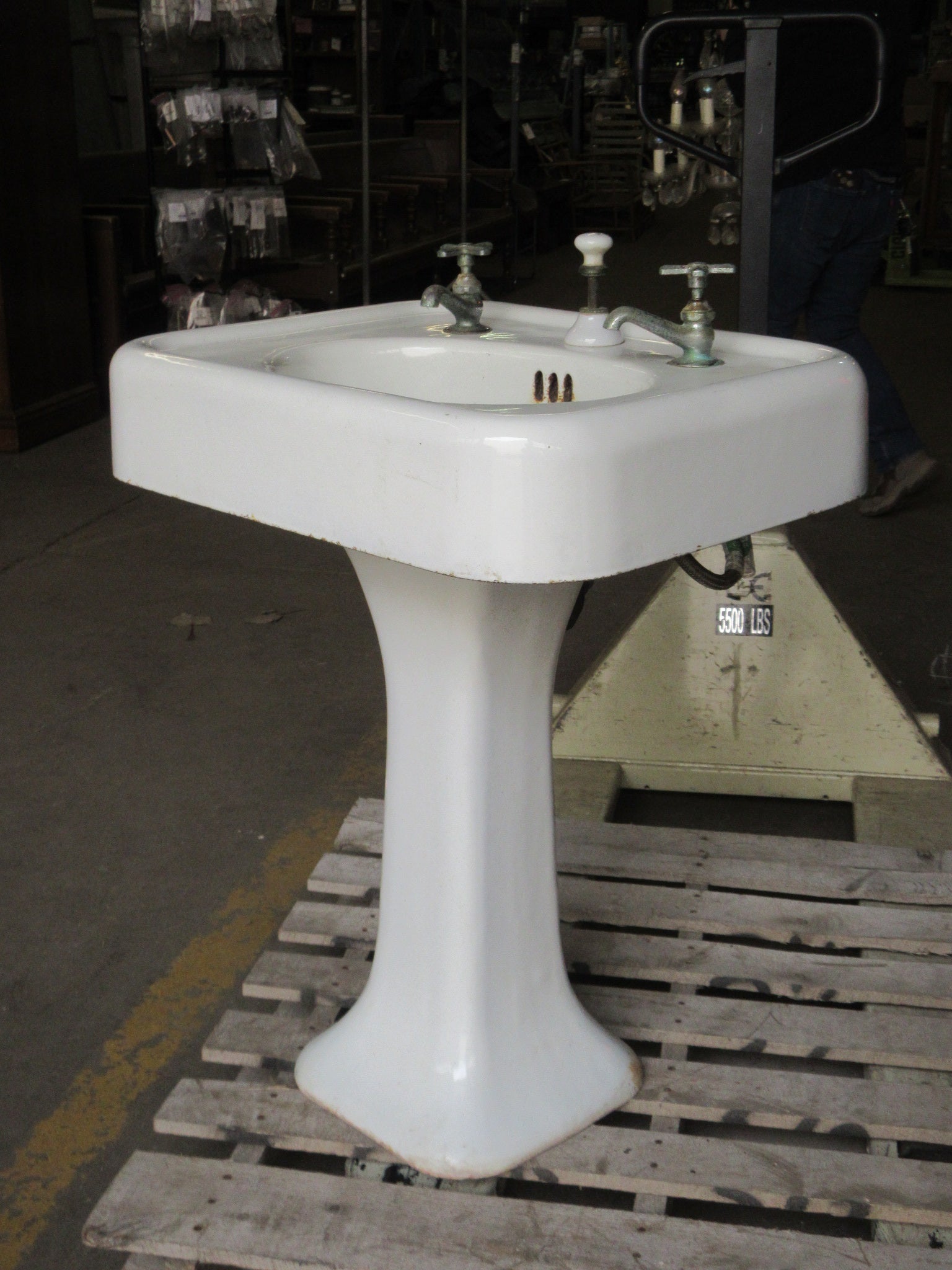 Vintage Standard Cast Iron Pedestal Sink