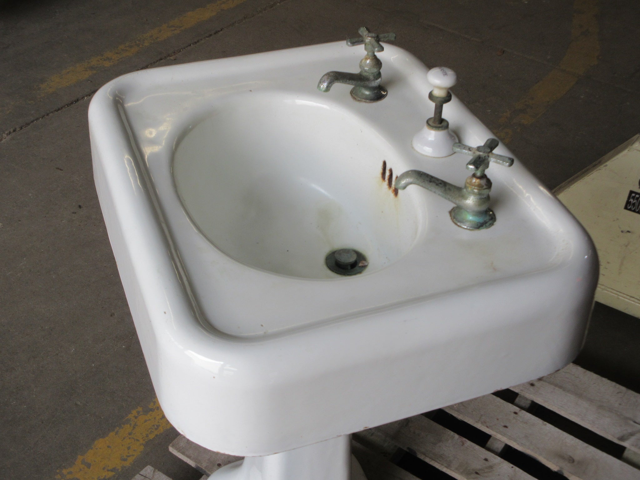 Vintage Standard Cast Iron Pedestal Sink
