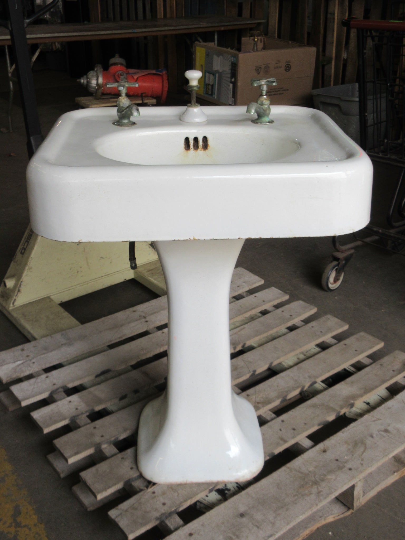 Vintage Standard Cast Iron Pedestal Sink