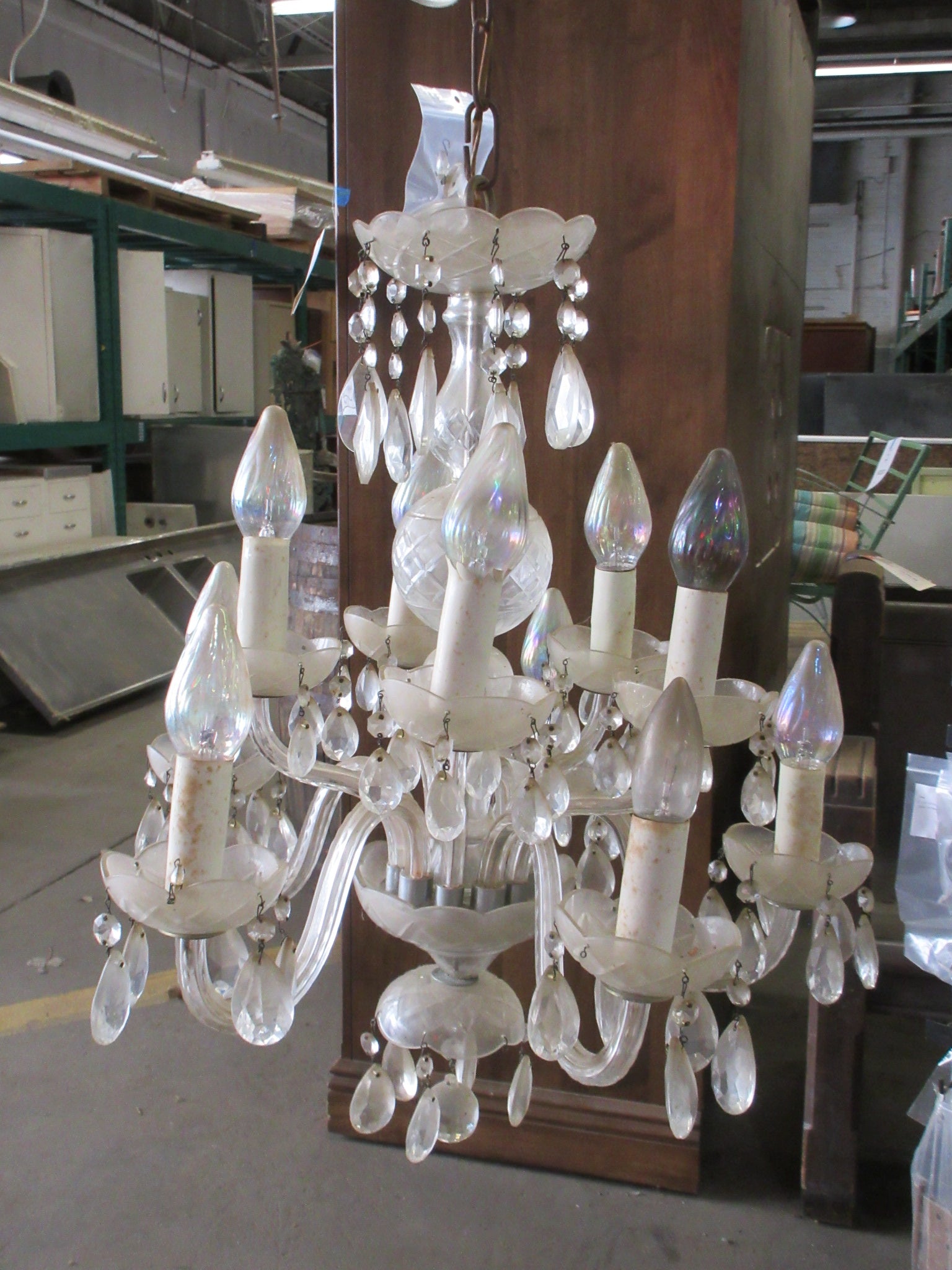 Vintage Glass Tiered Chandelier