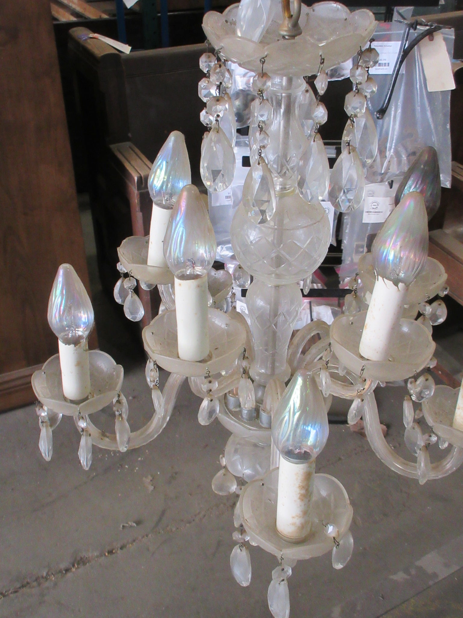 Vintage Glass Tiered Chandelier