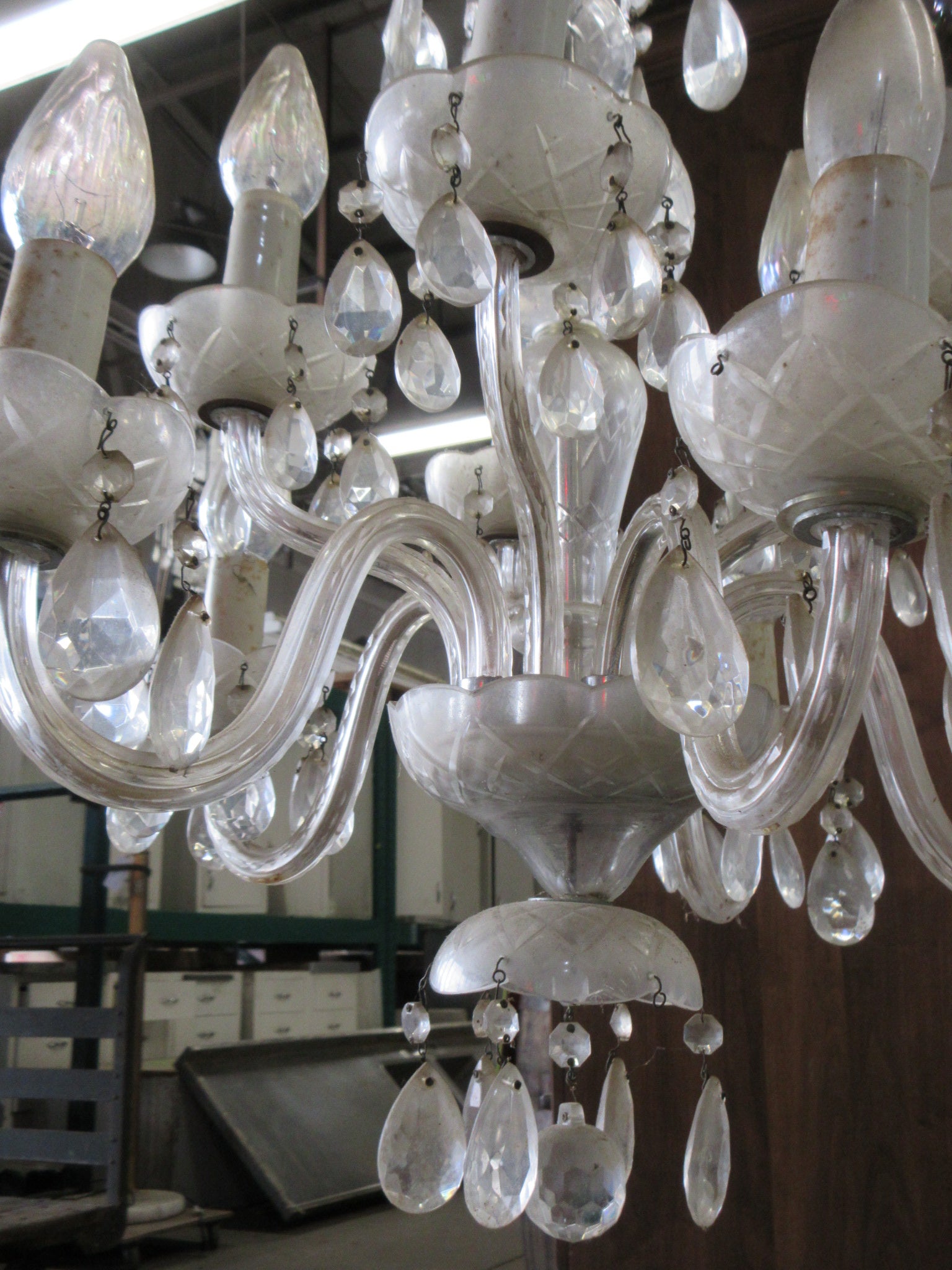 Vintage Glass Tiered Chandelier