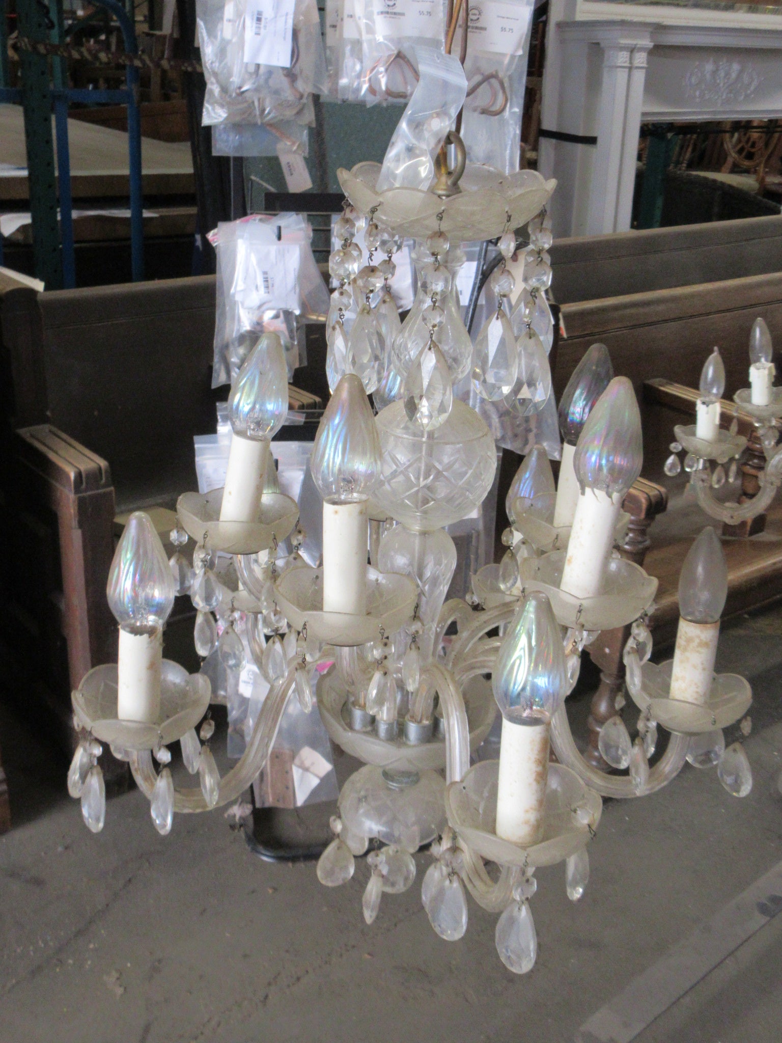 Vintage Glass Tiered Chandelier