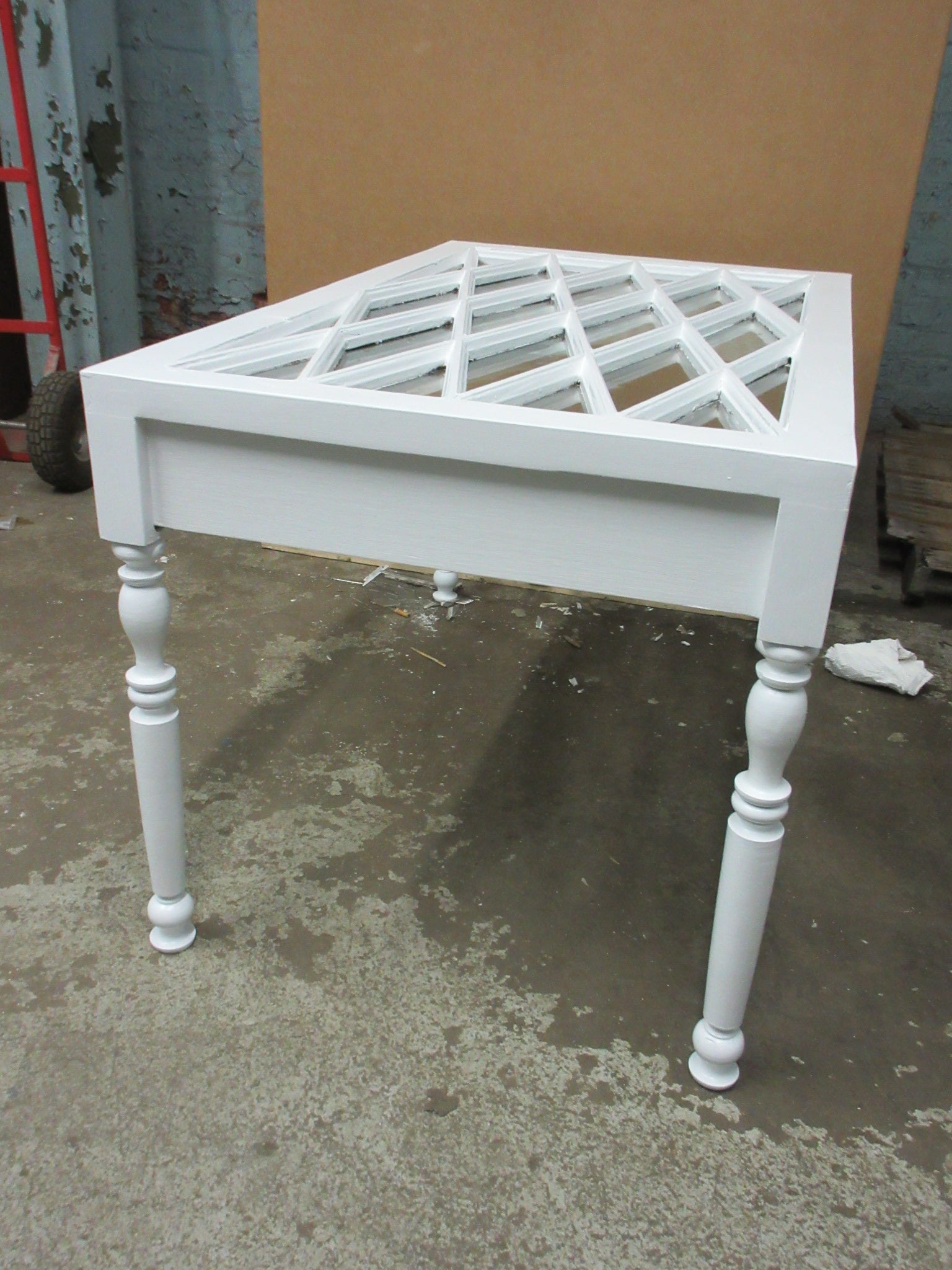 Repurposed Diamond Window Top Table