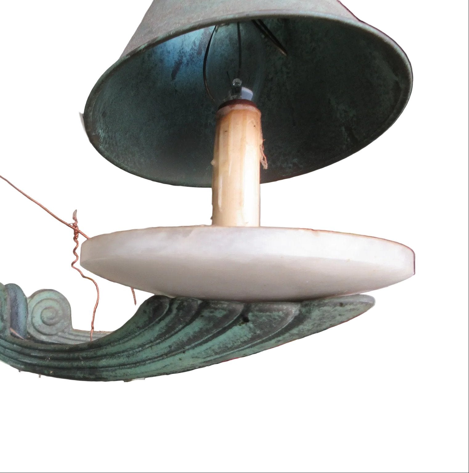 Nulco Millennia Collection Art Deco Six-Light Chandelier – Aged Brass, Alabaster & Glass