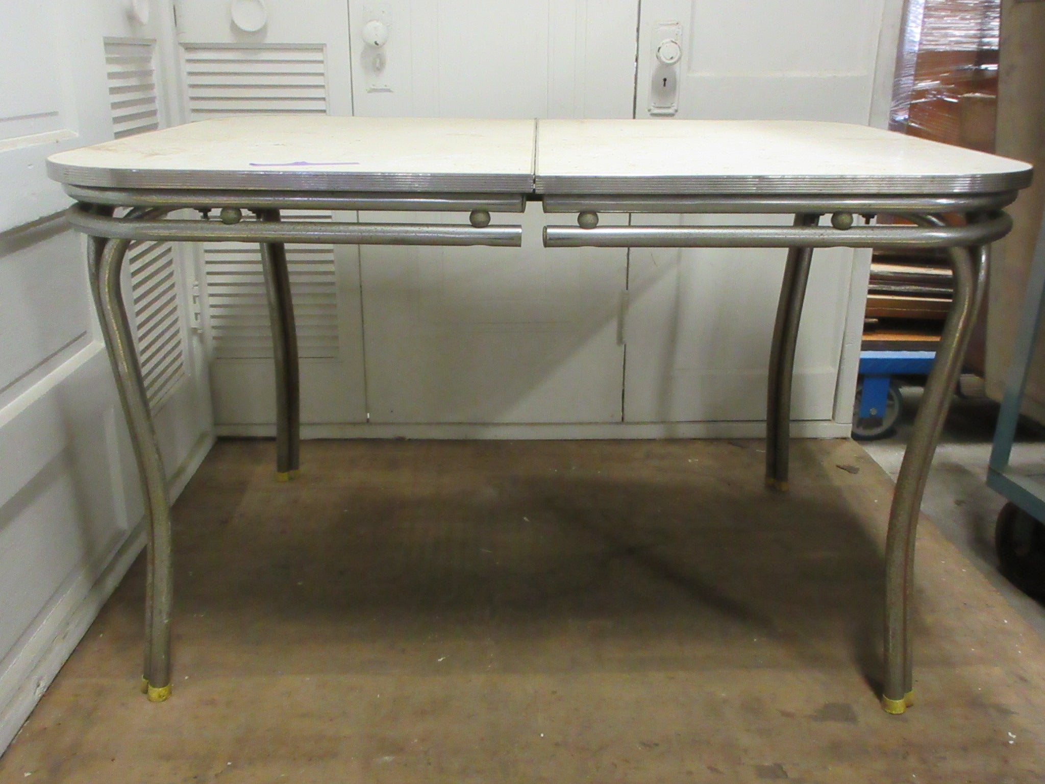 Vintage Kitchen Table with Two Vinyl Chairs