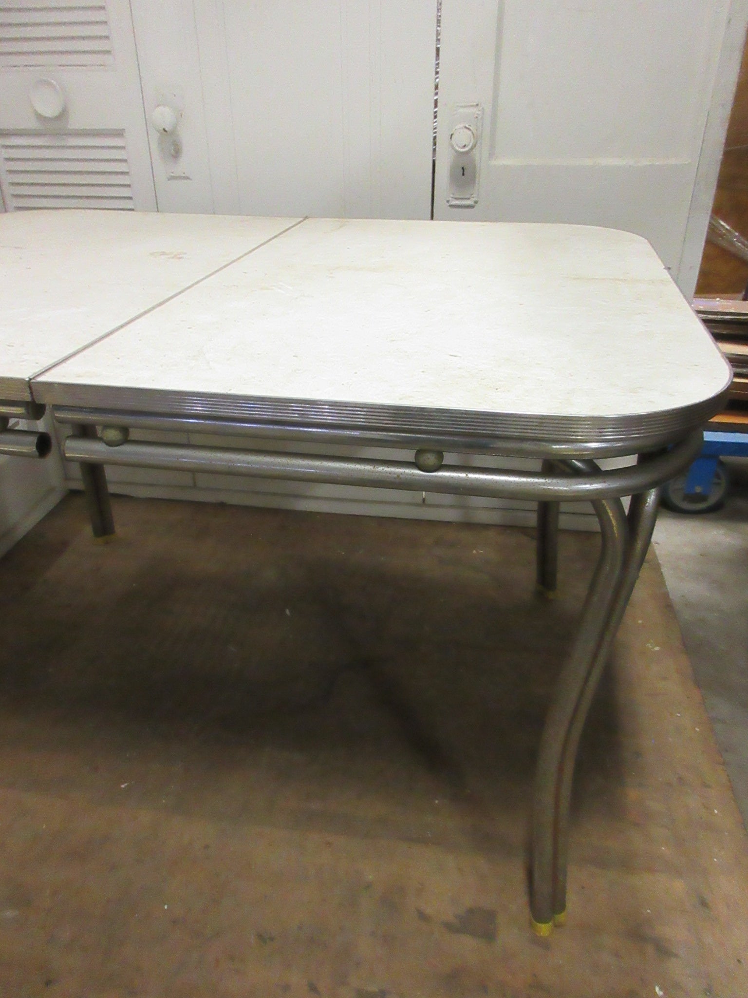 Vintage Kitchen Table with Two Vinyl Chairs