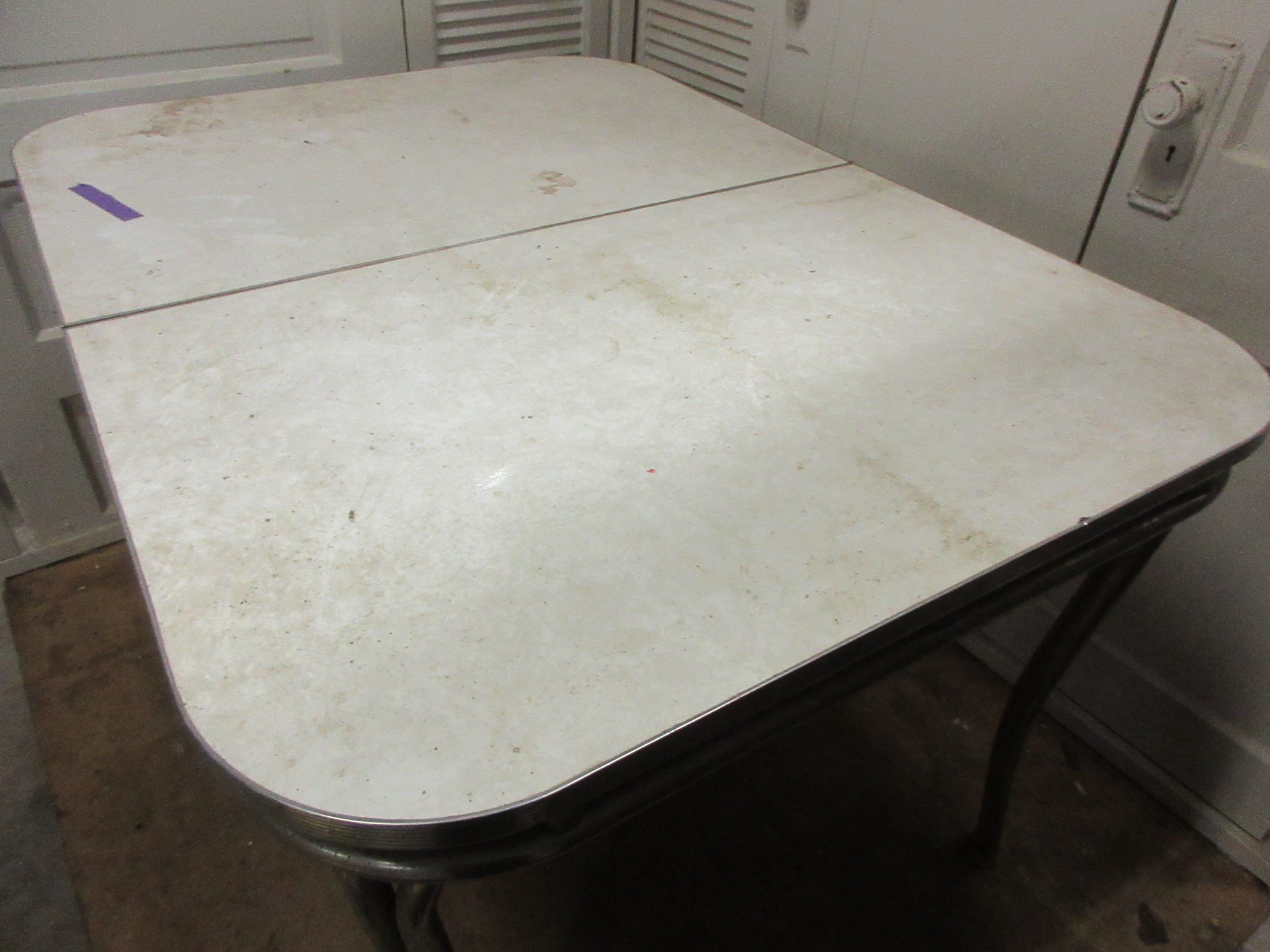 Vintage Kitchen Table with Two Vinyl Chairs
