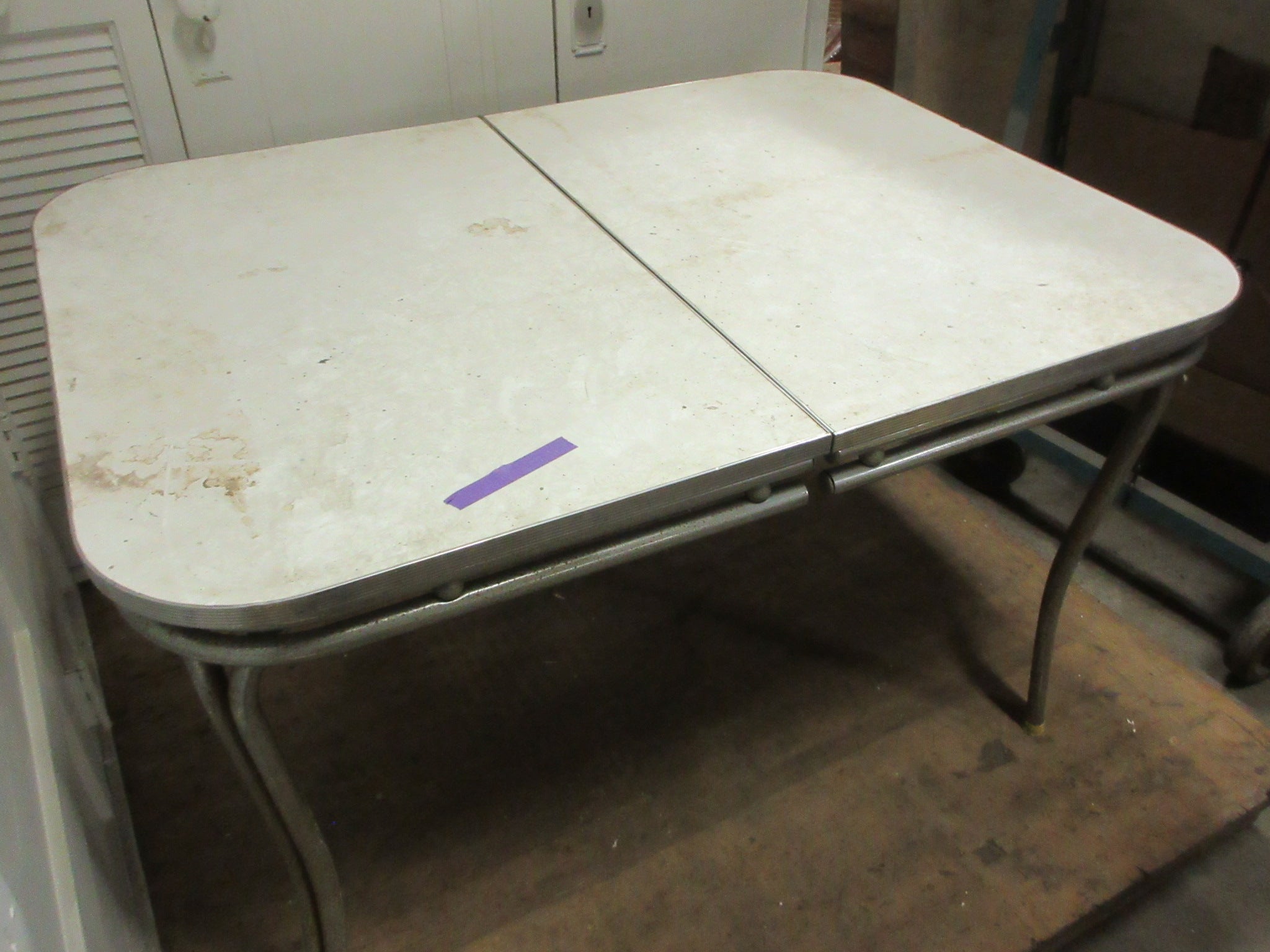 Vintage Kitchen Table with Two Vinyl Chairs