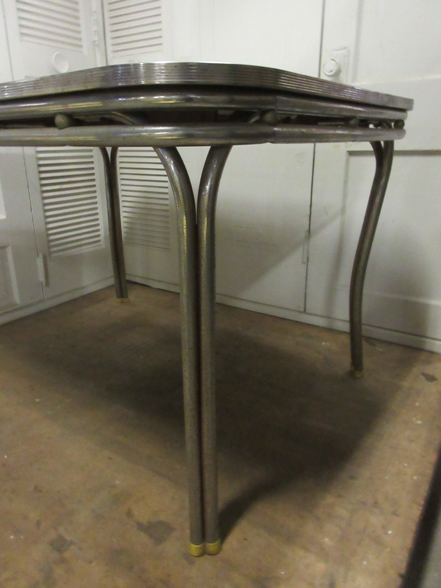 Vintage Kitchen Table with Two Vinyl Chairs