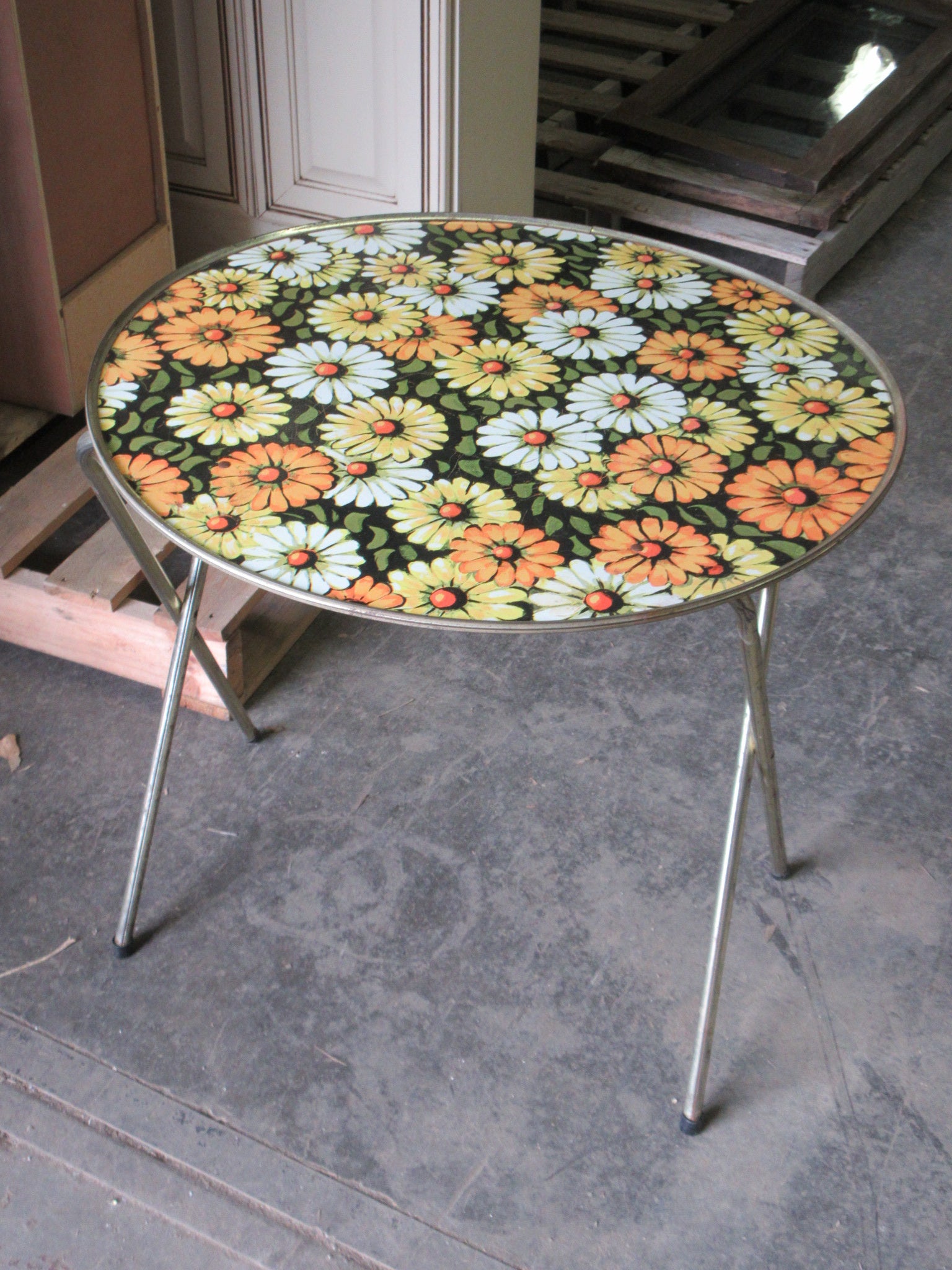 Vintage Collapsible Floral Table